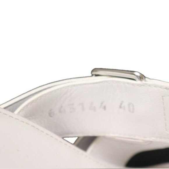 Balenciaga White Buckle Leather Open Toe Mules Stiletto Heel Silver 10 US 40 IT - Picture 4 of 11